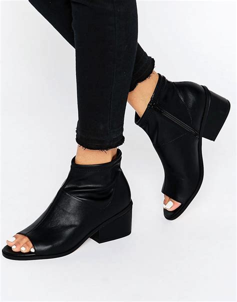 ASOS Race Peep Toe Sock Boots Black Lyst