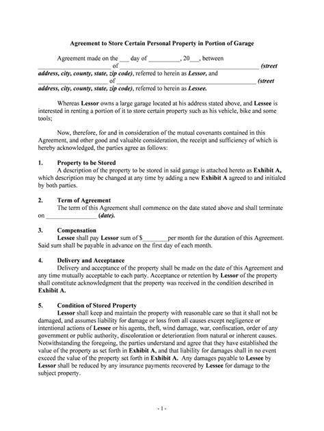 Warehouse Storage Agreement Template