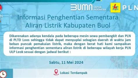 Kabupaten Buol Krisis Listrik Pln Lakukan Pemadaman Tanpa Henti Journal Telegraf