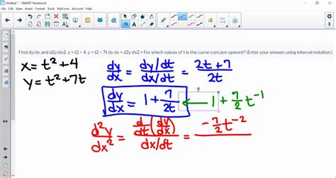 Solved Find Dy Dx And D2y Dx2 X T2 4 Y T2 3t Dy Dx D2y Dx2 For Which Values Of T