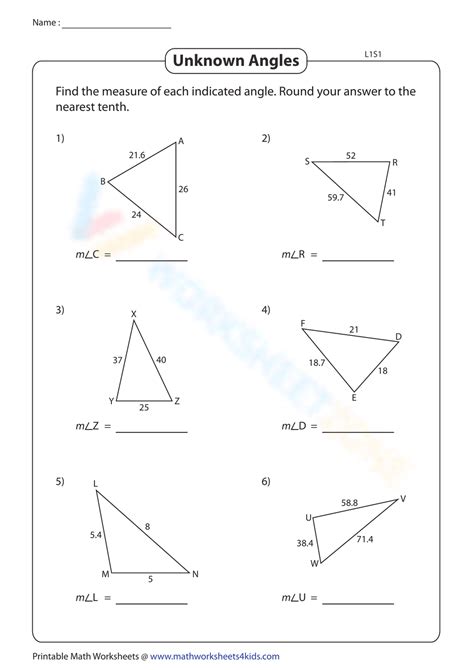 Unknown Angles Worksheet