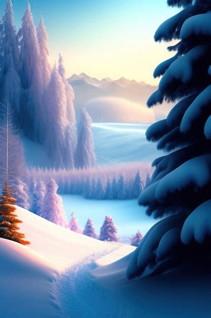 Premium Ai Image Beautiful Magical Winter Wonderland Landscape