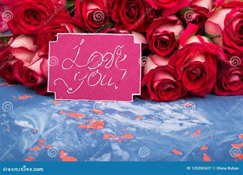 Bouquet, card Love you stock image. Image of happy, inscription - 135282427