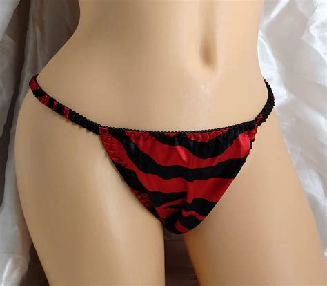Red Zebra Print Satin String Bikini Classic Joe Boxer Style Etsy