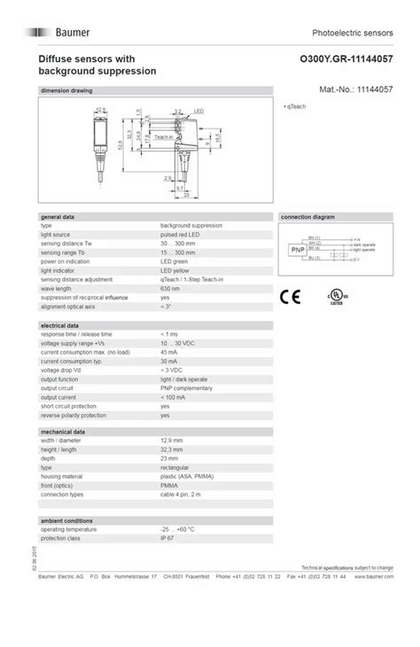 O Y Gr Baumer Diffuse Photo Sensor At Rs Diffuse