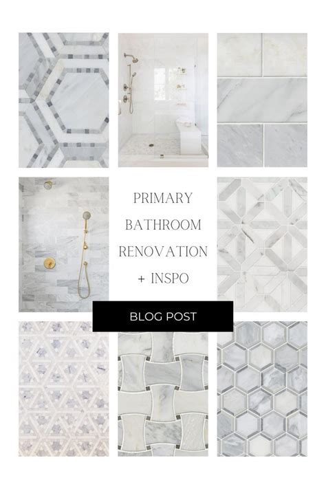 bathroom renovation and inspo with the words primarys in black and ...