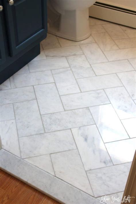 Large Herringbone Marble Tile Floor A Great Tip To Diy It For Less