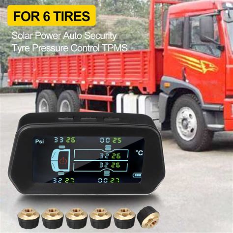 13 Bar Tpms 태양 광 발전 Lcd 디스플레이 6pcs 외부 센서 경고음 경고 자동차 Tpms 타이어 압력 시스템 자동차