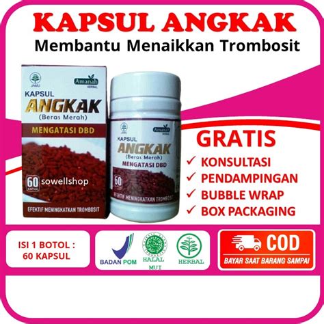 Jual Kapsul Angkak Beras Merah Ekstrak Trombosit Obat Herbal Demam