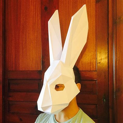 Make Your Rabbit Mask From Paper Pdf Pattern Mask Polygon Face Diy