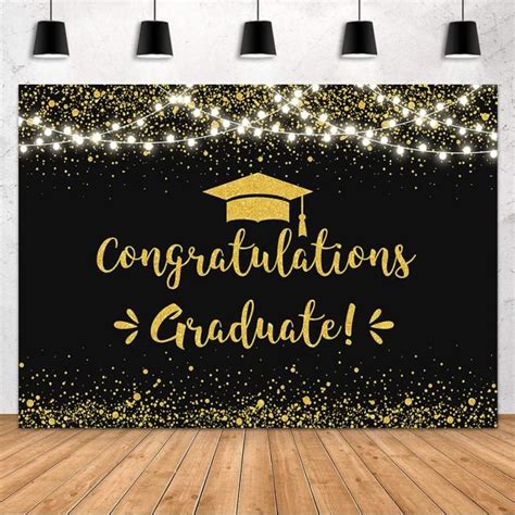 7x5ft Black And Gold Graduation Photography Backdrop Class Of 2023