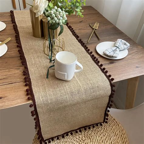 Jute Table Runner Natural Burlap Table Runner Boho Table Temu New Zealand