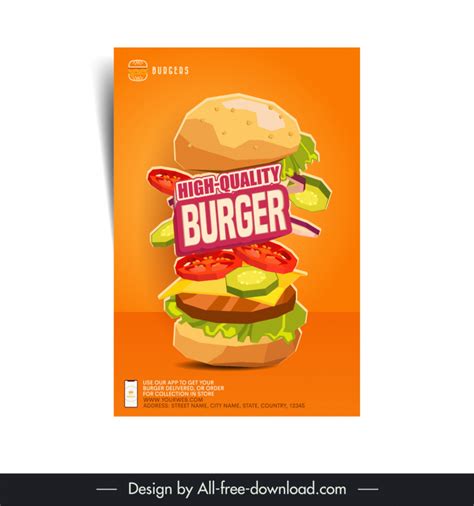 High Quality Burger Flyer Template Classical Handdrawn Vectors Images