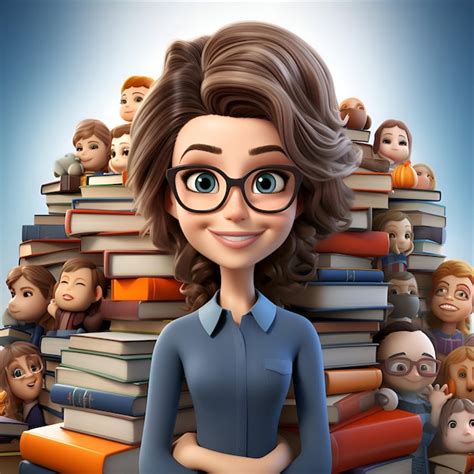 Premium Photo 3D Illustration Of A Cute Girl With Glasses Standing In