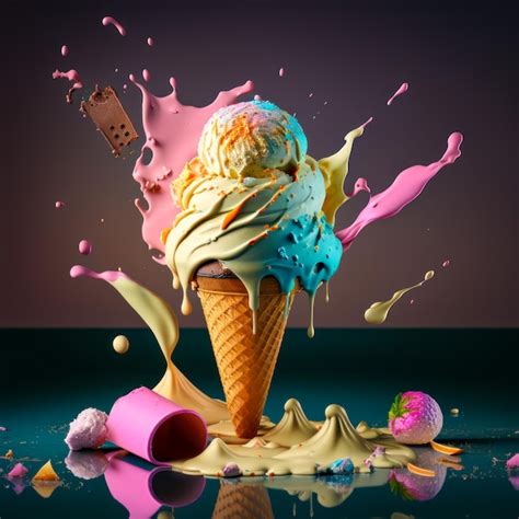 Premium Photo An Ice Cream Sundae With Chocolate Strawberries And Sprinkles Generative Ai