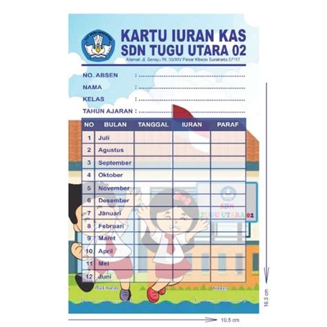 Jual Kartu Iuran Kas Sd Mi Custom Nama Dan Alamat Pack Isi Pcs