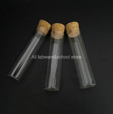 5pcs Pack Glass 25x100mm Clear Flat Bottom Glass Test Tube With Cork