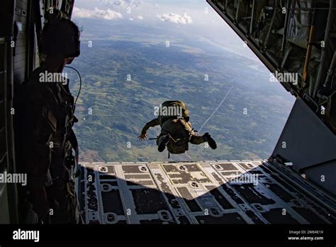 A Philippine Marine Conducts A Military Freefall From A Us Air Force