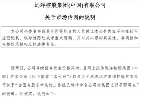 远洋控股回应两大股东成立联合工作组：积极配合，以便其更全面地掌握公司经营情况 每日经济网