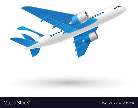 Blue and white airplane icon Royalty Free Vector Image