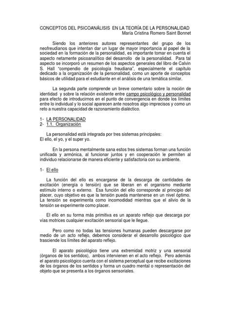 Ello Yo Y Super Yo Pdf Carné De Identidad Psicoanálisis