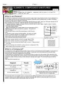 Elements Compounds Mixtures Exercises Chemistry Docsity