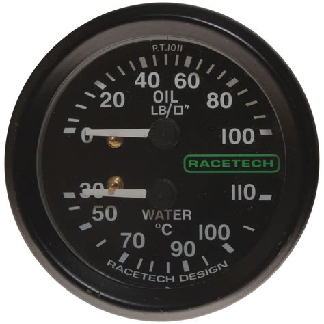 Buy Racetech Mechanical Oil Pressure Water Temperature Gauge 100 PSI