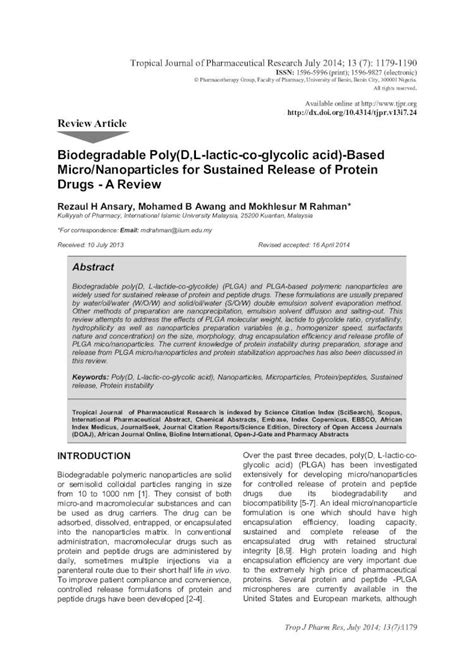 Pdf Biodegradable Poly D L Lactic Co Glycolic Acid Based