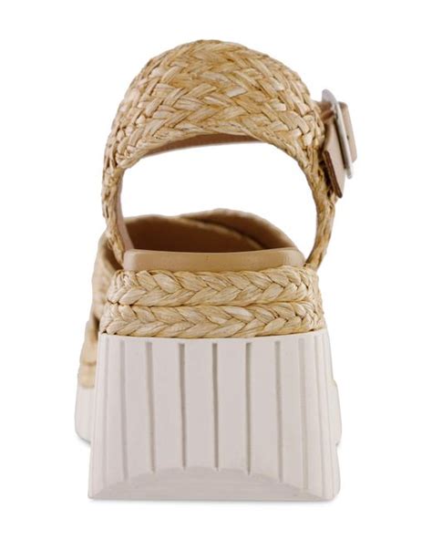 Mia Zamara Raffia Wedge Platform Sandal In Metallic Lyst