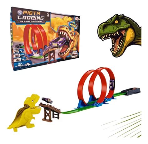 Pista Looping Duplo 360 Lançador Carrinho Radical Dinossauro Frete grátis