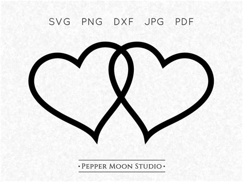 Double Heart Svg Joined Linked Twin Two Locked Overlapping Tapered