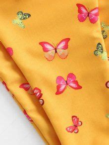 Zaful Butterfly Print Tie String Bikini Swimwear In Sun Yellow Zaful