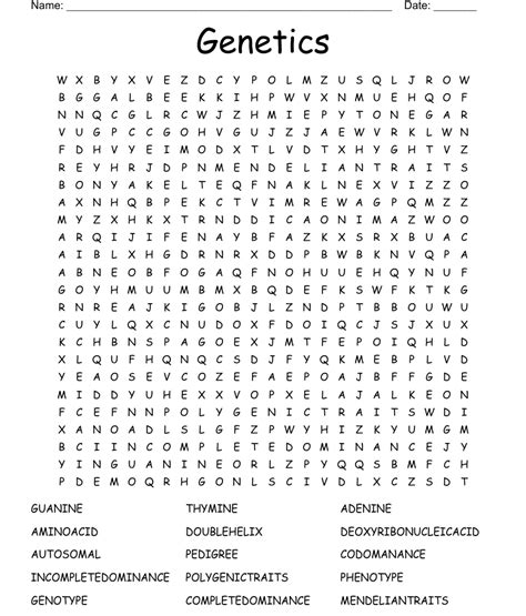 Genetics Word Search Wordmint