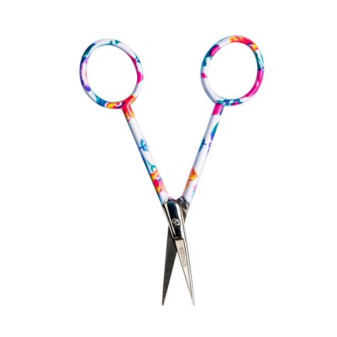 4in Forged Embroidery Scissors Curved Tip Floral Printed Handle