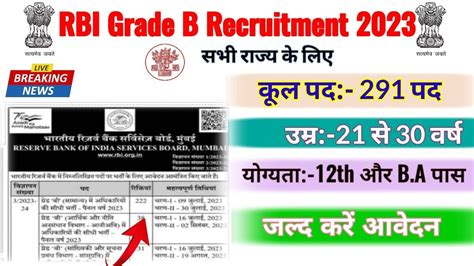 RBI Grade B Recruitment 2023 Notification Out Apply Now आरबआई