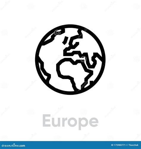 Europe Globe Earth Icon Editable Line Vector Stock Vector