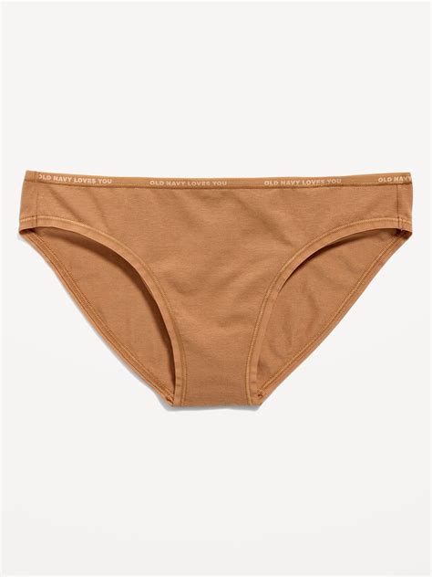 Old Navy High Waisted Logo Graphic Bikini Underwear For Women Brown