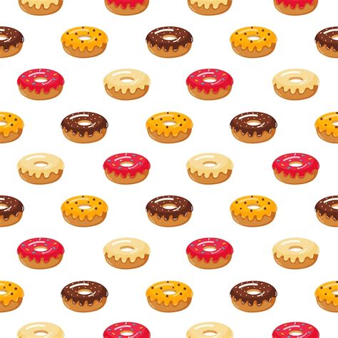 Premium Vector Kawaii Cute Pastel Donuts Sweet Summer Desserts Seamless Pattern With Different