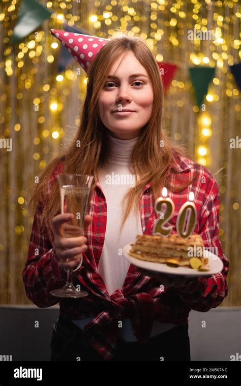 Birthday Celebration Happy Birthday To Me Excited Gorgeous Woman Holding A Delicious Cake With