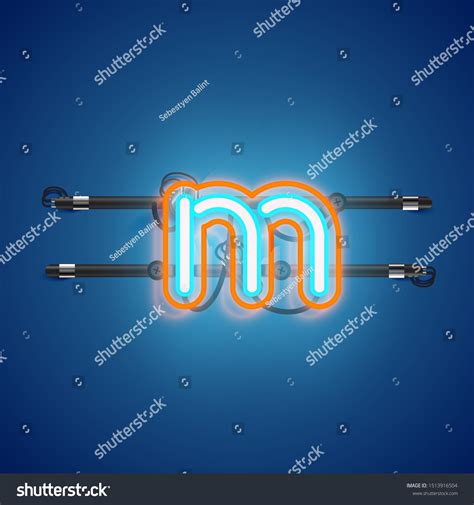 Realistic Glowing Double Neon M Charcter Stock Vector Royalty Free