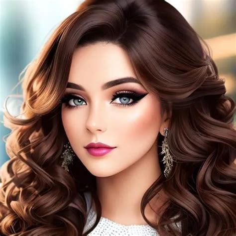 An Attractive Young Woman Wearing Heavy Makeup Long