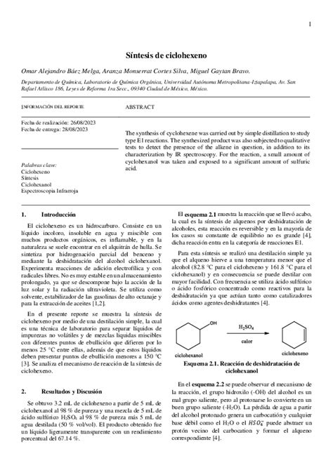 Pdf Síntesis De Ciclohexeno