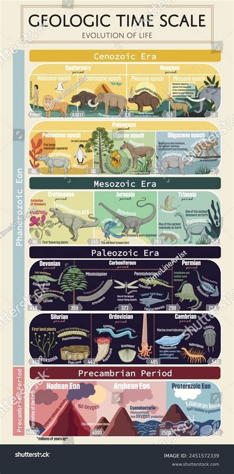 Geologic Time Scale Evolution Of Life Colorful Royalty Free Stock