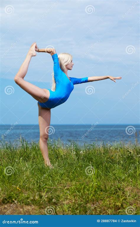 Blonde Girl Gymnast Outdoors Stock Photo Image Of Girl Outdoor