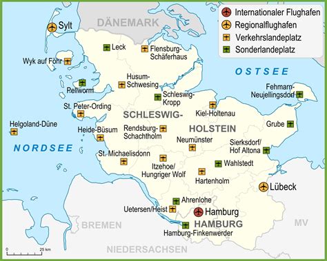 Map Of Airports In Schleswig Holstein