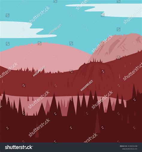 Beautiful Mountain Scenery Vector Illustration Stock Vector (Royalty ...