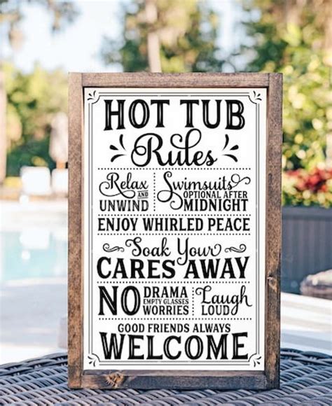 Hot Tub Rules Sign Hot Tub Decor Pool Sign Hot Tub Party Decor Outdoor ...