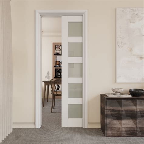 ARK DESIGN Interior Sliding Pocket Doors 5 Lite Tempered Frosted Glass