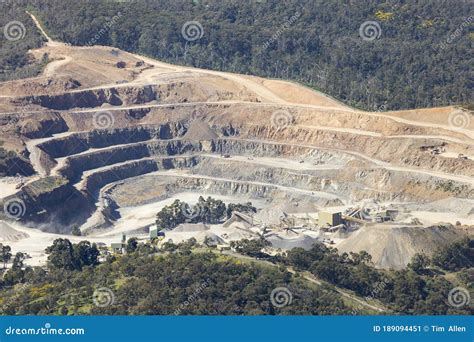 Opencut Of A Quarry Mine Steps Into Mountain Side Stock Image Image