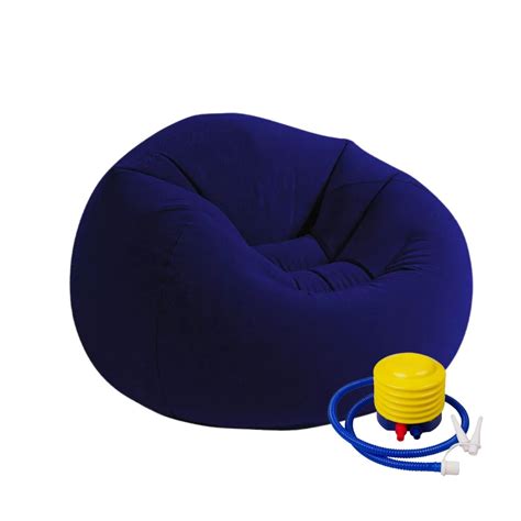 Puff Sill N Inflable De Pvc Con Respaldo Color Azul Inflador Clemur